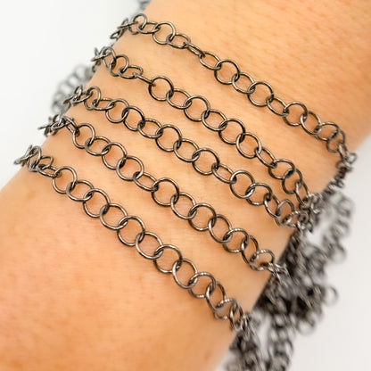 Black Rhodium Sterling Silver Cable Chain
