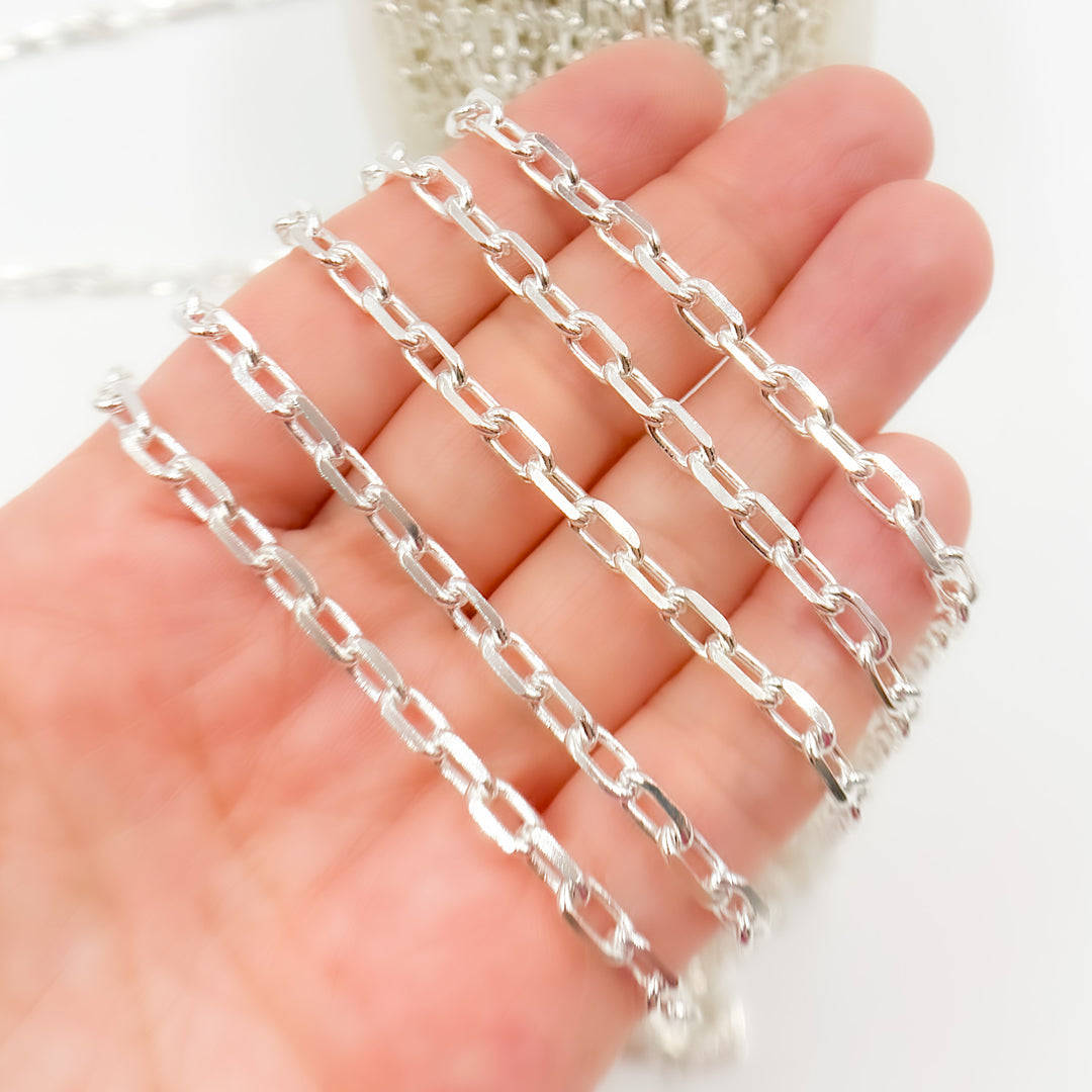 Y7SS. Sterling Silver Diamond Cut Oval Link Chain