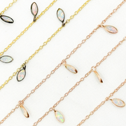 Created White Opal Marquise Shape Dangle Wire Chain