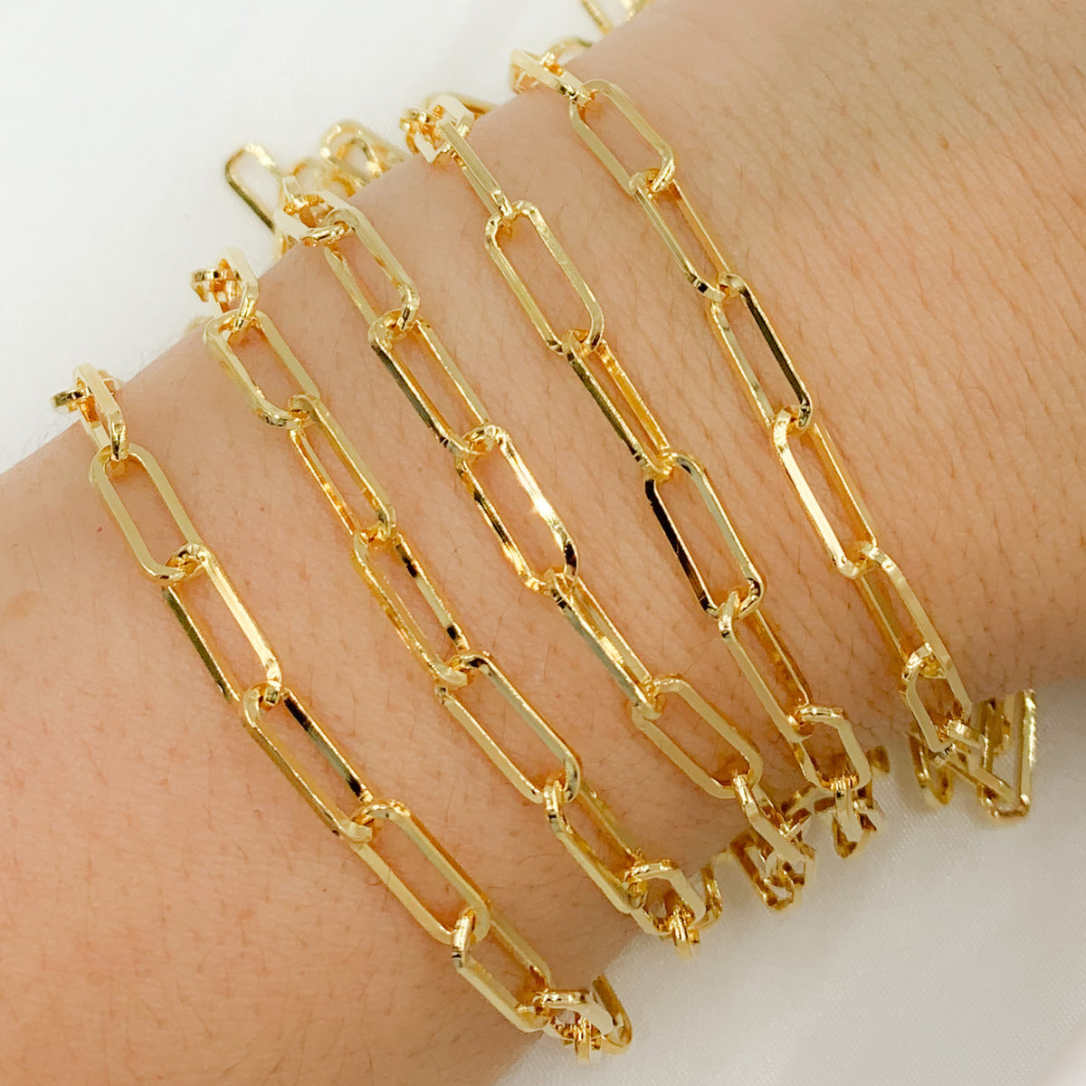 Gold Plated 925 Sterling Flat Paperclip Link Chain. 