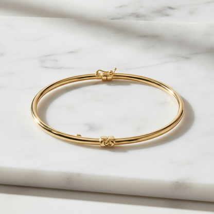 Bangle27. 14K Gold Smooth Hollow Bangle Bracelet