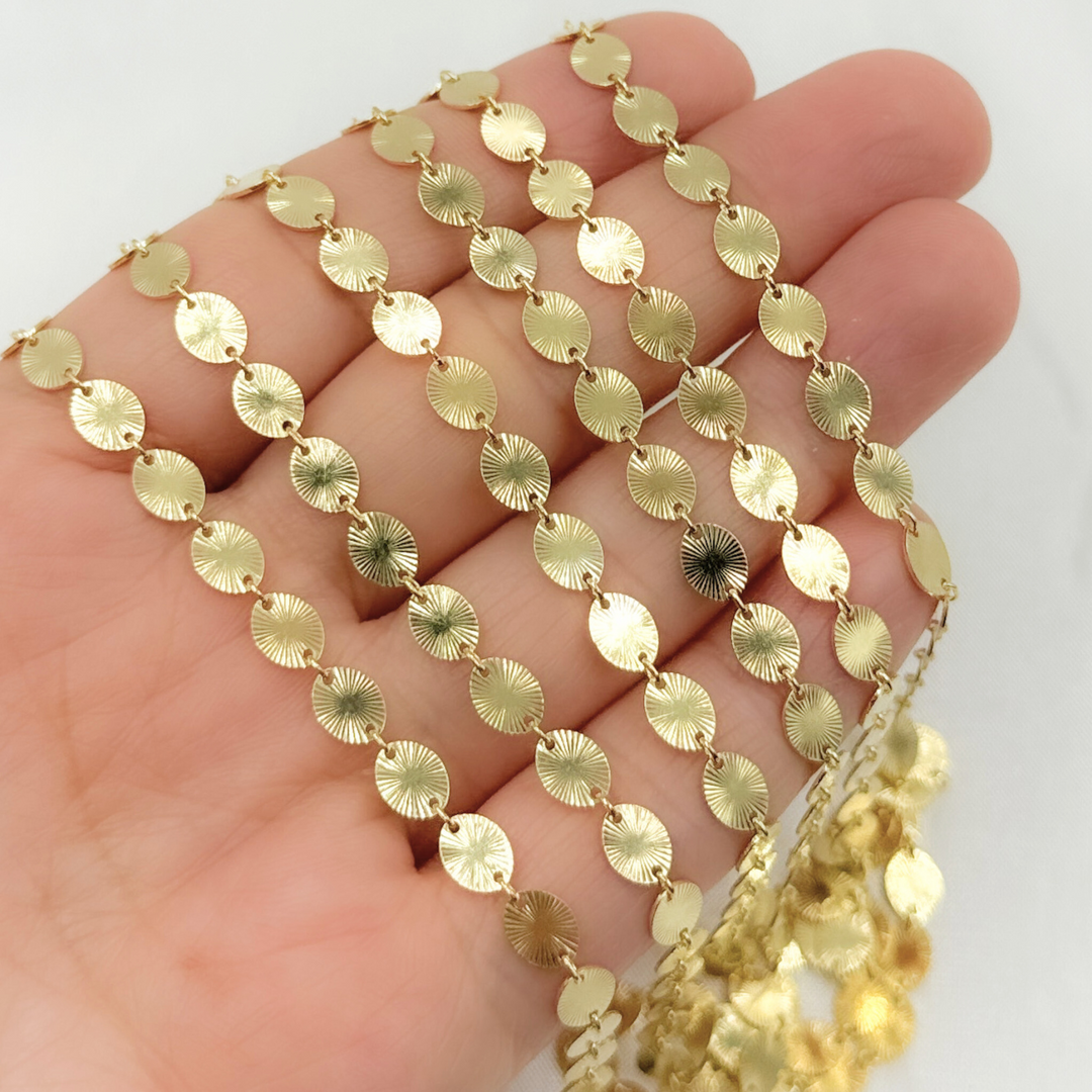 V164GP. Gold Plated 925 Sterling Silver Textured Oval Chain