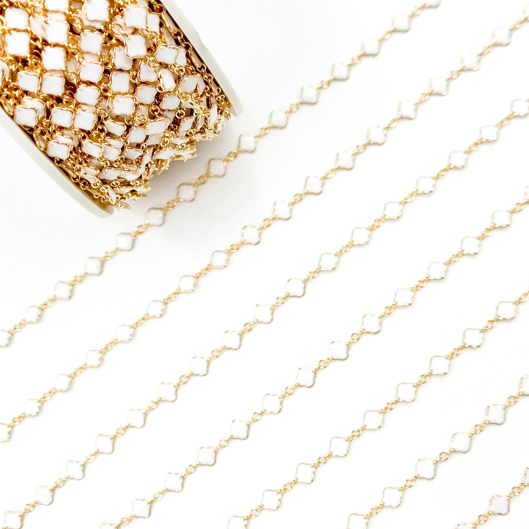V315ENGF. 14K Gold Filled Enamel Clover Link Chains