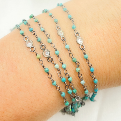 Chrysocolla and C.Z. Oxidized Wire Chain.