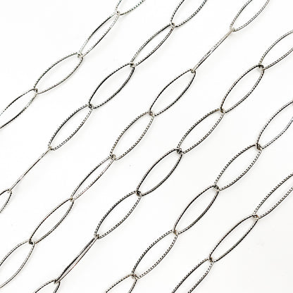 Oxidized Sterling Silver Twisted Oval Link Chain