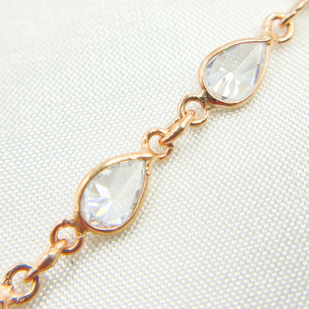 Cubic Zirconia Pear Shape Connected Chain.