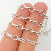 Sterling Silver Oval and Circle Links Cable Chain