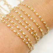 Gold Plated Enamel 925 Sterling Silver White Enamel Chain