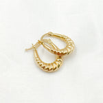Load image into Gallery viewer, GER176. 14k Yellow Gold Croissant Small Hollow Hoops