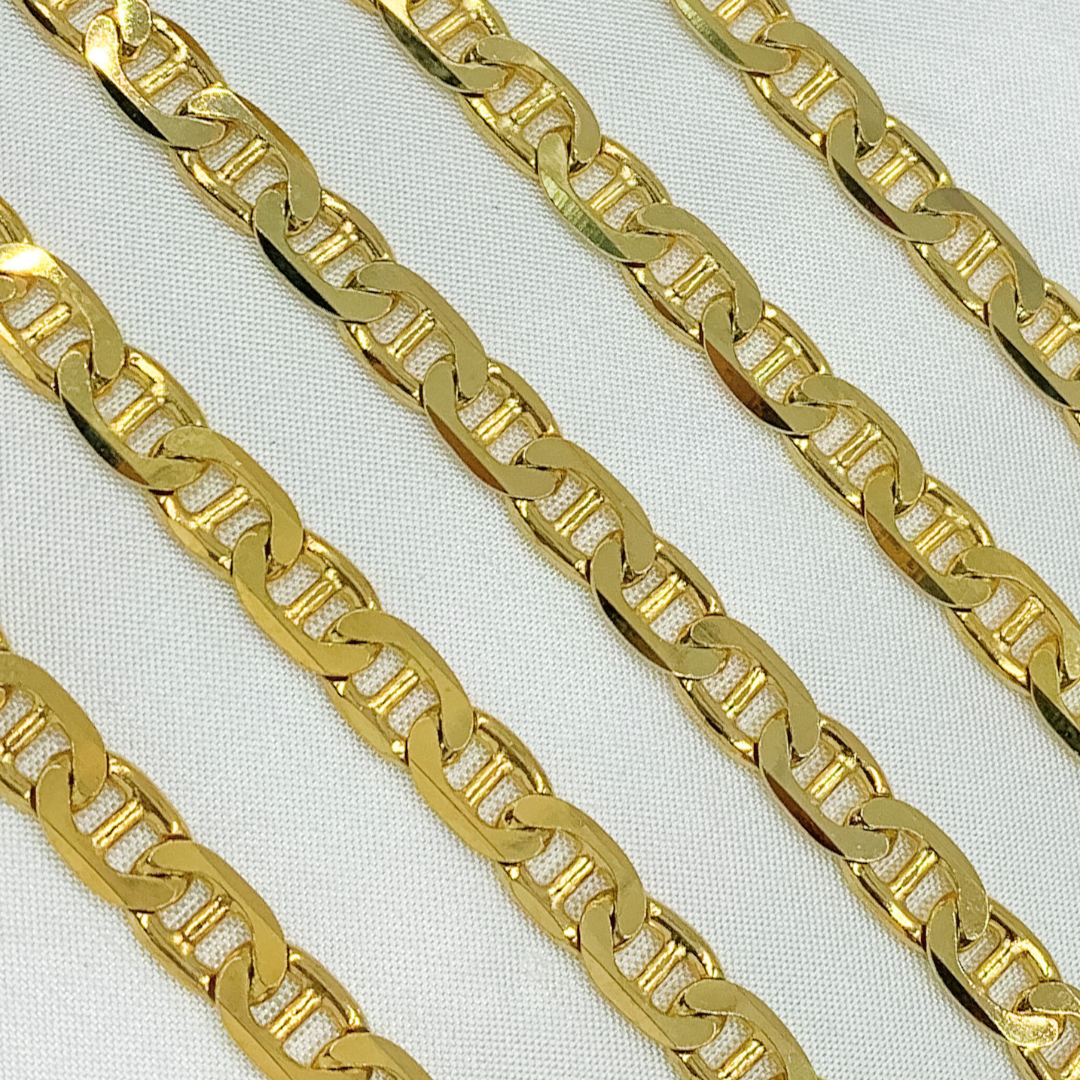 Y78GP. Gold Plated 925 Sterling Silver Flat Marina Chain