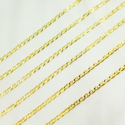 14k Solid Gold Flat Marina Link Chain
