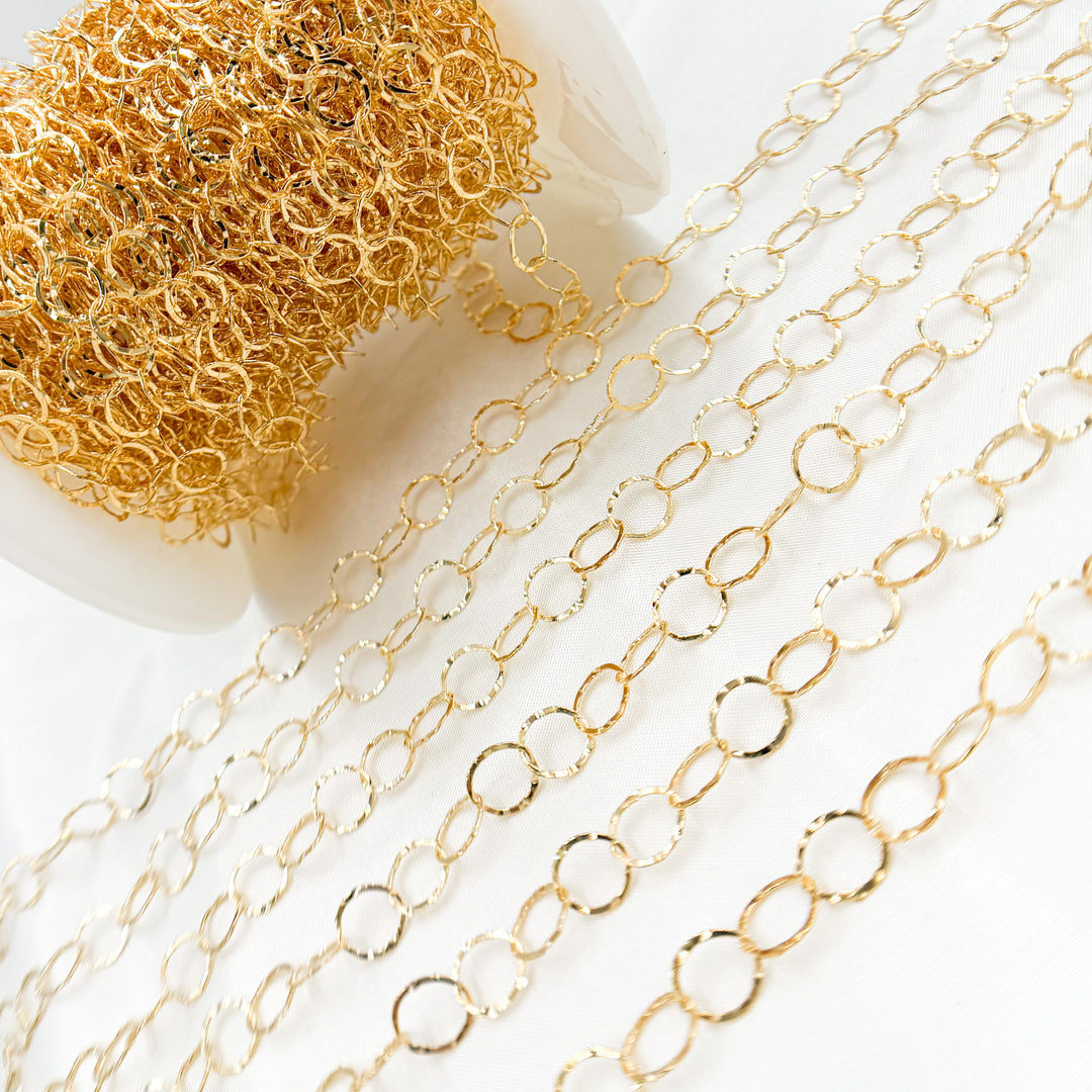 886FKGF. 14K Gold Filled Hammered Round Link Chain