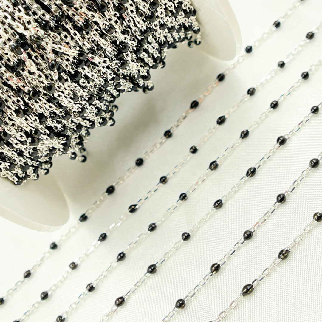 Sterling Silver Black Color Enamel Chain