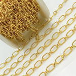 Load image into Gallery viewer, V58GP . Gold Plated Sterling Silver Gold Plated Textured Long and Smooth Short Oval Chain
