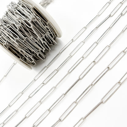 Oxidized Sterling Silver Smooth Long Paperclip Chain