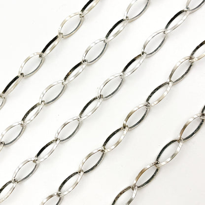 Oxidized Sterling Silver Marquis Shape Link Chain