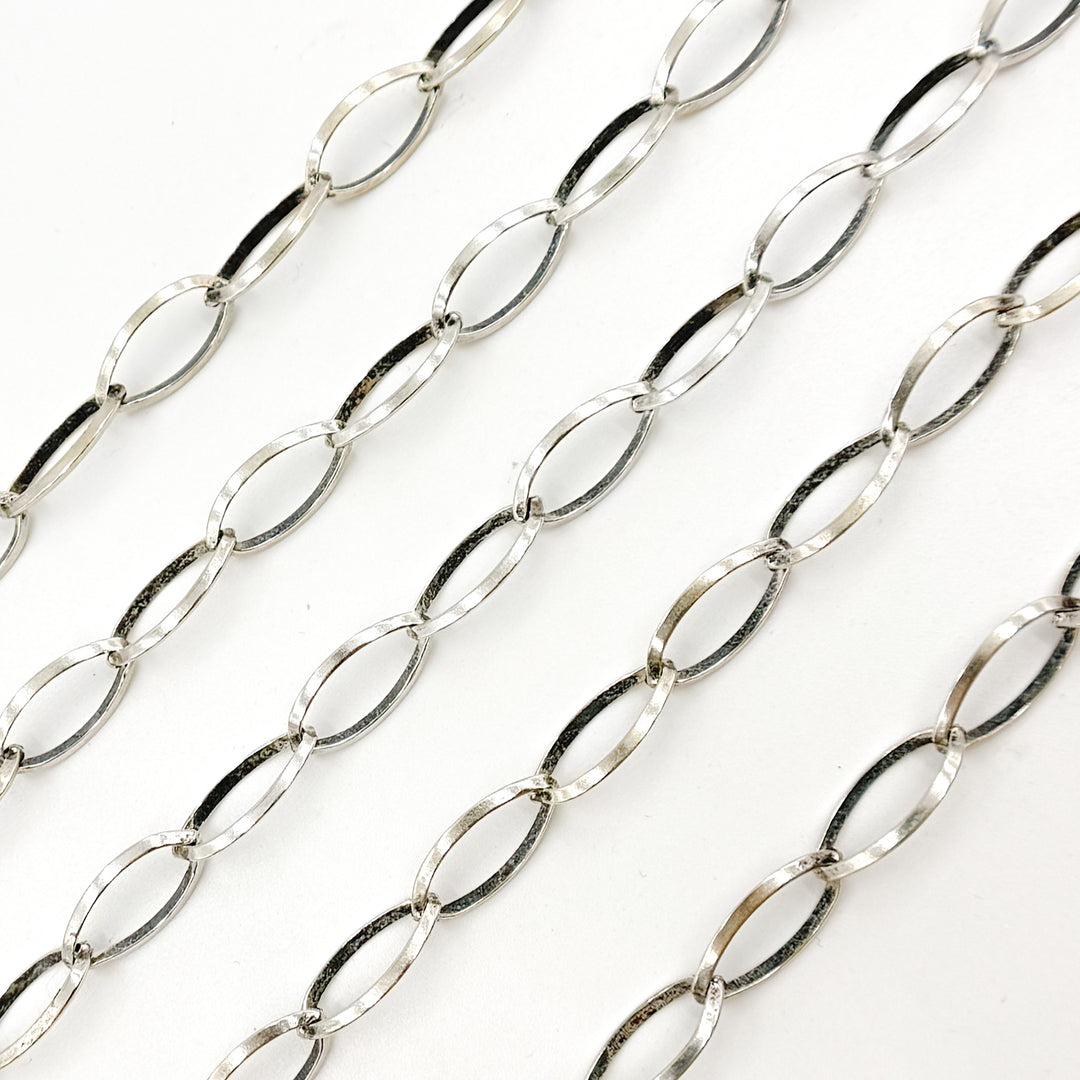 699OX. Oxidized Sterling Silver Marquis Shape Link Chain