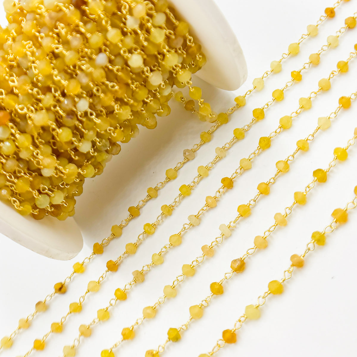 Gold Plated Sterling Silver Yellow Opal Wire Chain