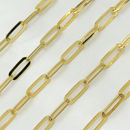 Y103FGP. Gold Plated 925 Sterling Silver Flat Paperclip Chain