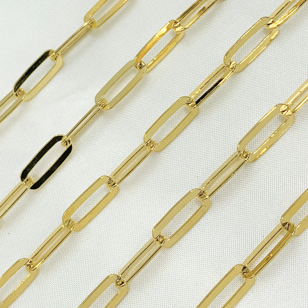 Y103FGP. Gold Plated 925 Sterling Silver Flat Paperclip Chain