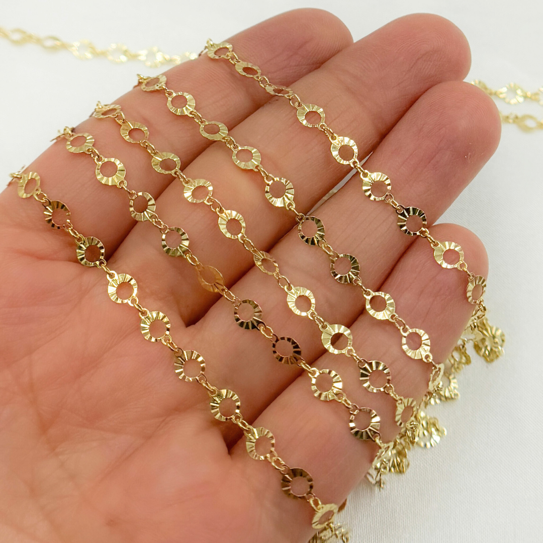 Gold Plated Sterling Silver Diamond Cut Circle Link Chain