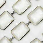 Load image into Gallery viewer, Crystal Large Rectangle Shape Bezel Oxidized Wire Chain. CR5
