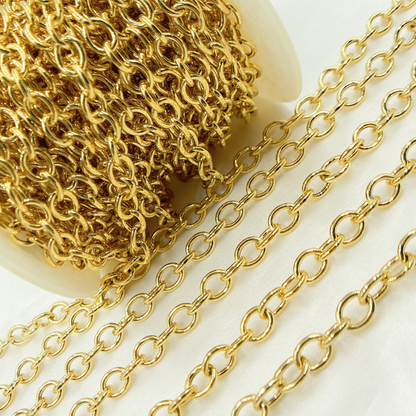 Y63GP. Gold Plated 925 Sterling Silver Smooth Oval Link Chain