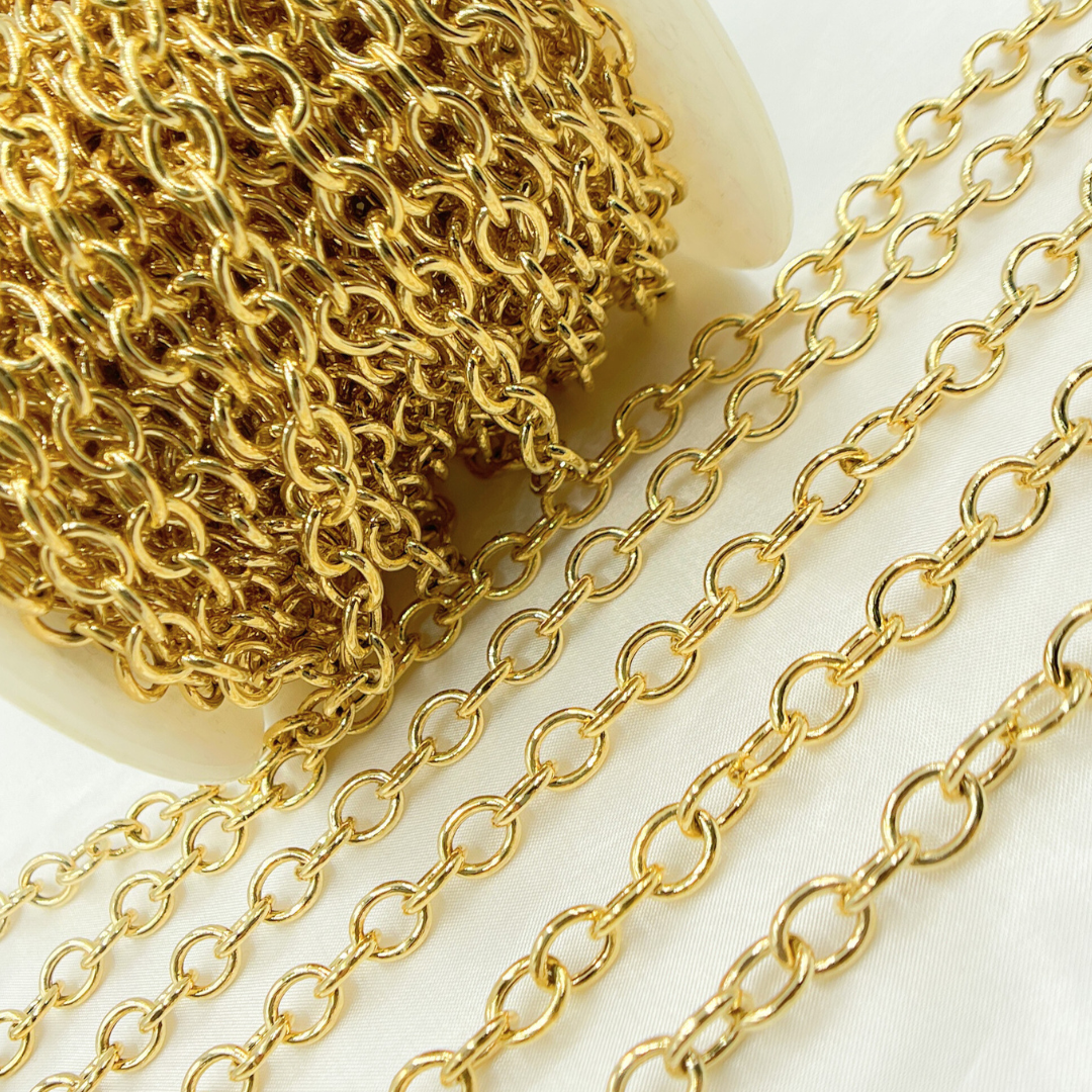 Y63GP. Gold Plated 925 Sterling Silver Smooth Oval Link Chain