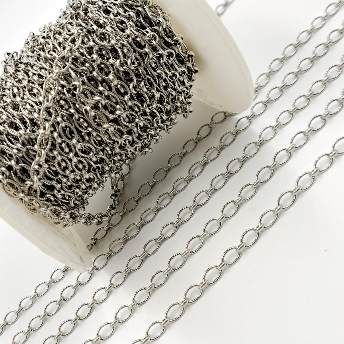 Oxidized Sterling Silver Oval and Round Links Chain