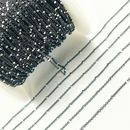 Oxidized 925 Sterling Silver Satellite Cube Chain