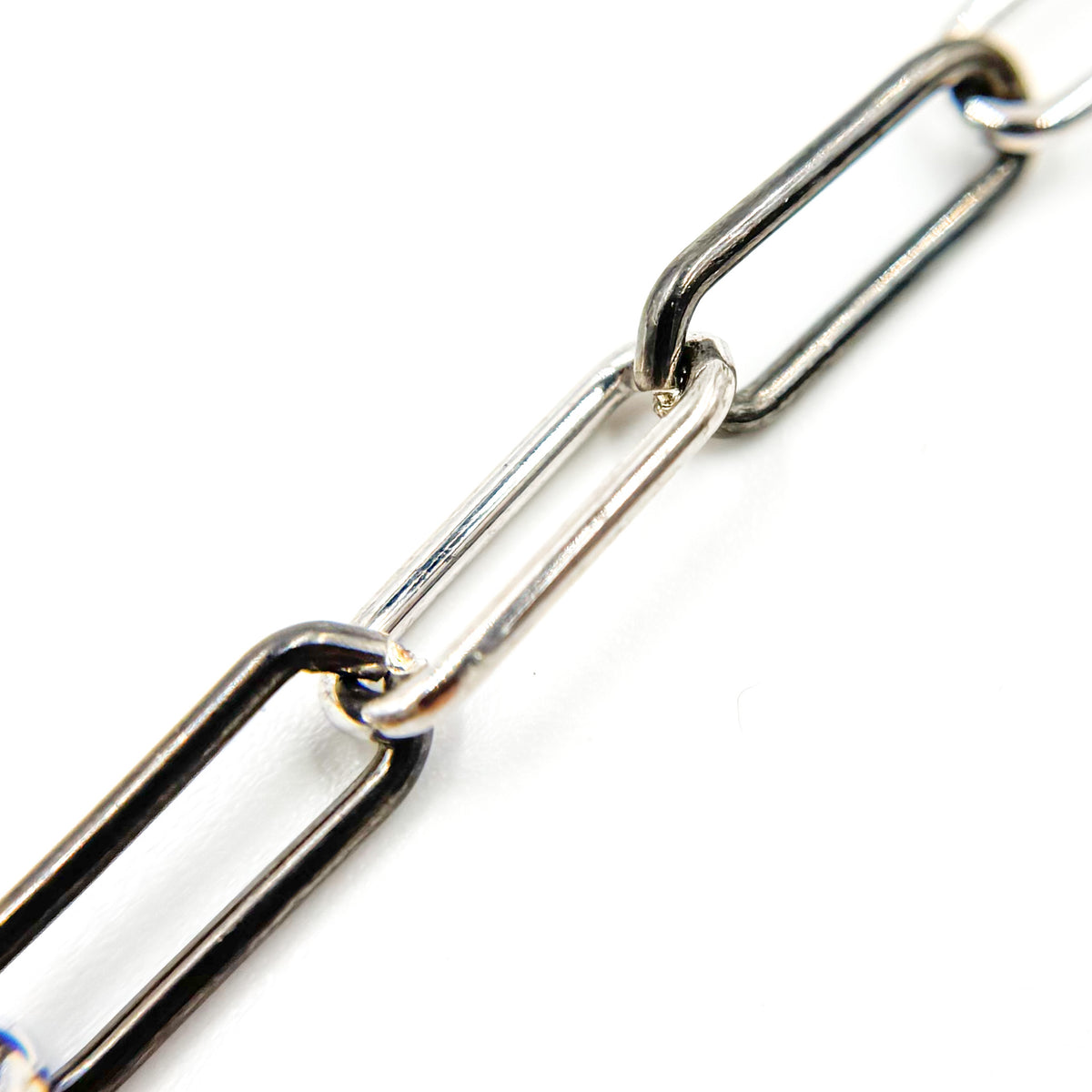 Black Rhodium Sterling Silver Smooth Paperclip Chain