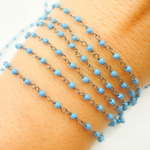 Load image into Gallery viewer, TRQ20. Turquoise Oxidized Sterling Silver Wire Chain
