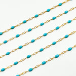 Load image into Gallery viewer, V250-TURGF. 14k Gold Filled Turquoise Color Enamel Satellite Cable Chain
