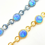 Load image into Gallery viewer, Created Blue Opal Round Shape Connected Chain. CBO8
