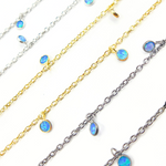 Load image into Gallery viewer, Created Blue Opal Round Shape Dangle Chain. CBO4
