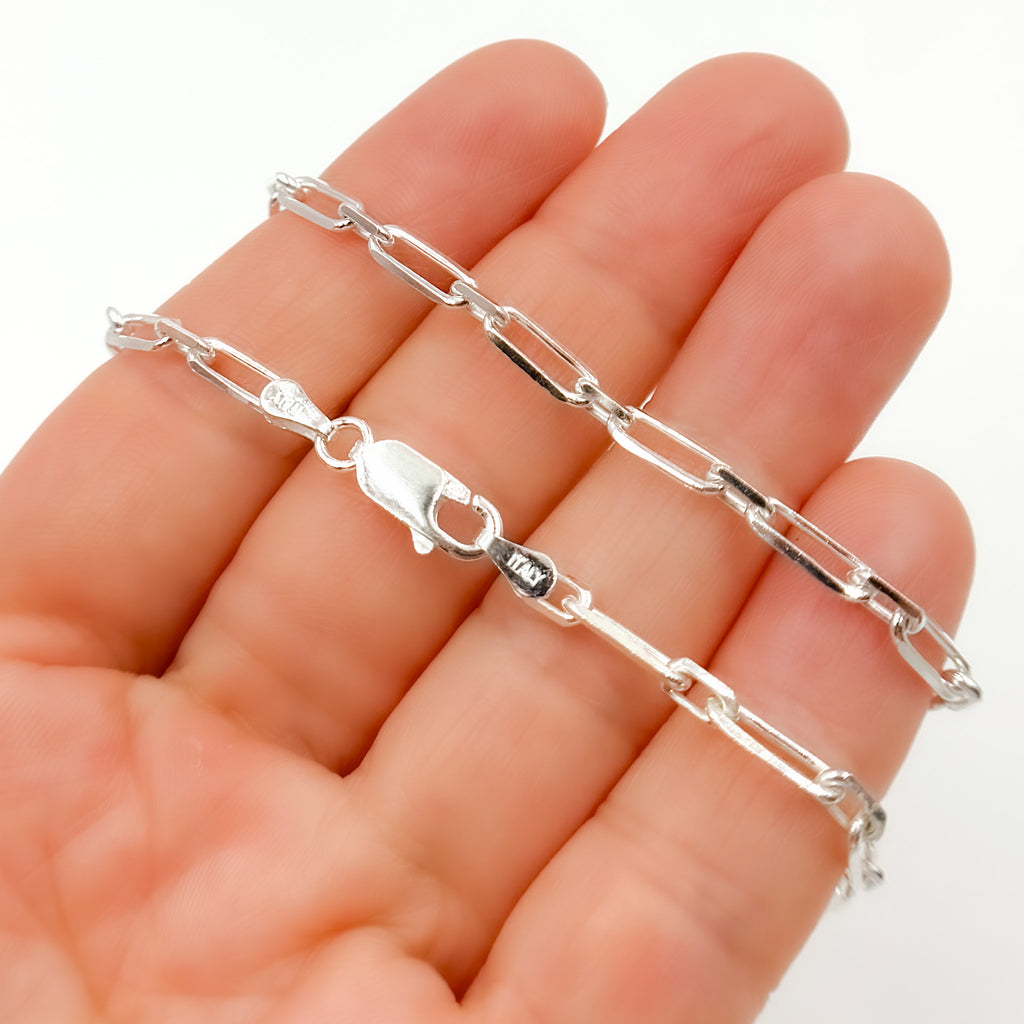 Z47SSN. Sterling Silver Flat Long and Short Links Necklace