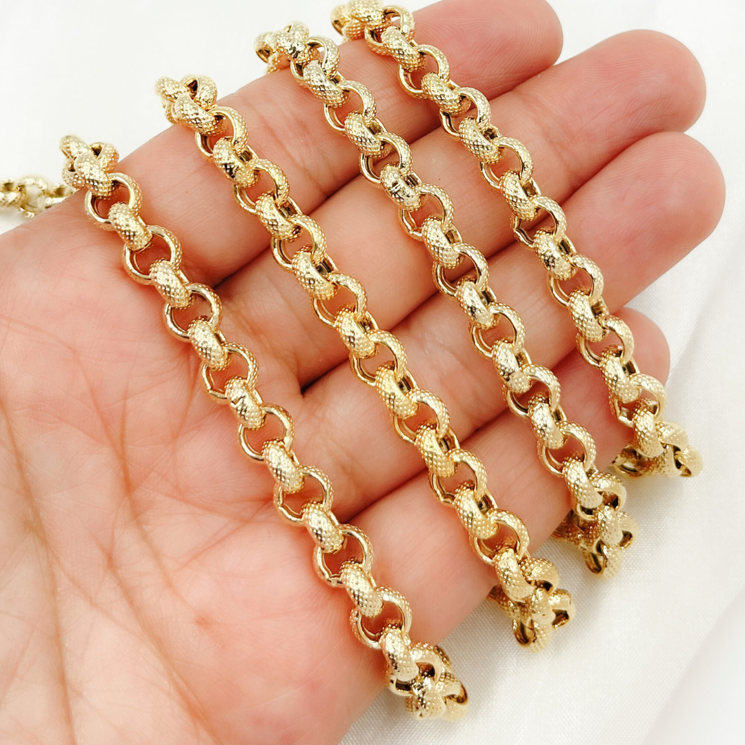 Plated 925 Sterling Silver Textured Round Link Chain