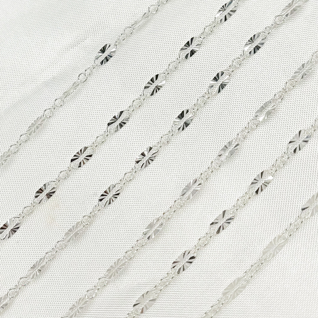 Sterling Silver Diamond Cut Marina Link Chain
