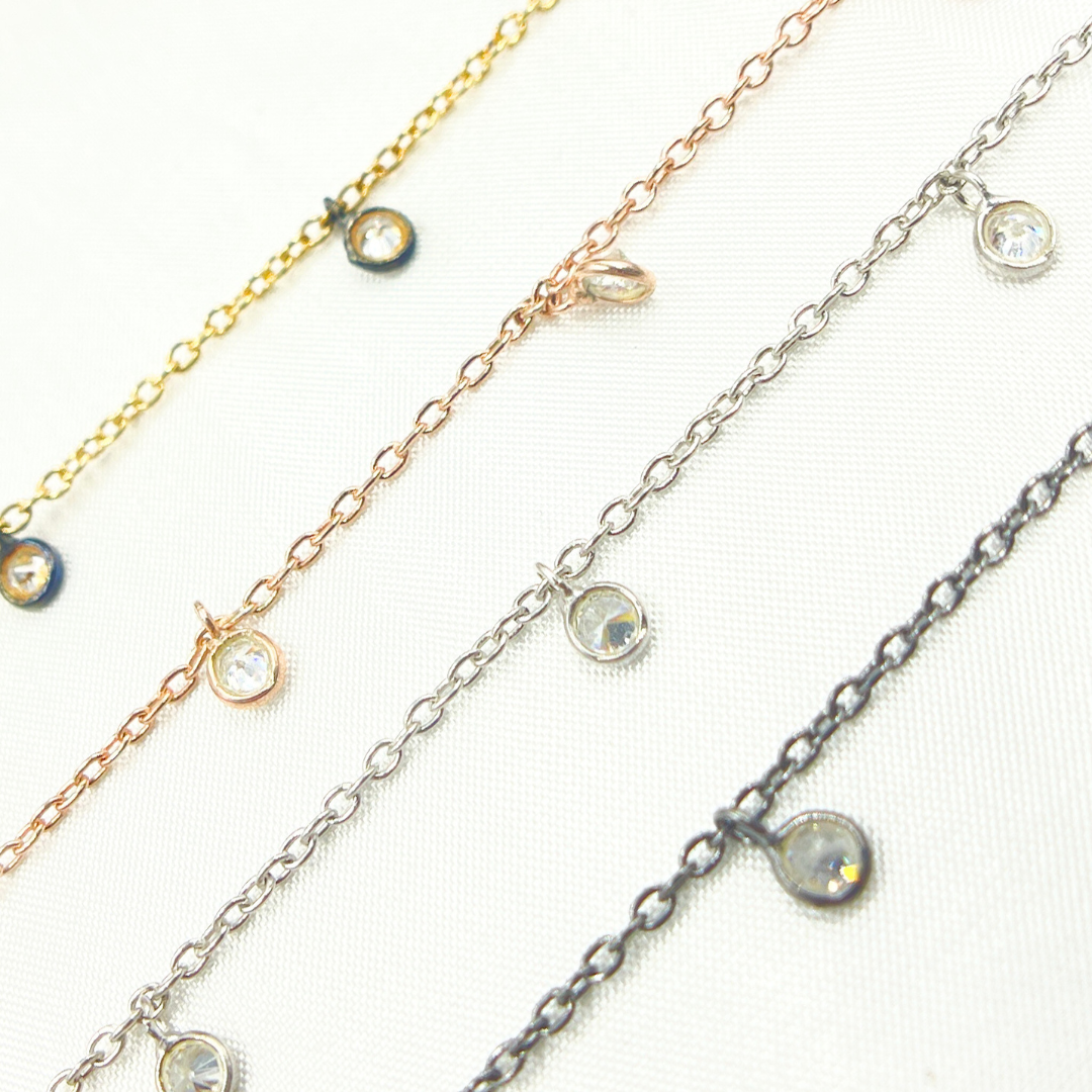 Cubic Zirconia Round 3mm Shape Dangle Chain