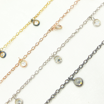 Cubic Zirconia Round 3mm Shape Dangle Chain