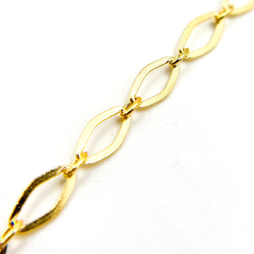 14k Solid Yellow Gold Smooth Flat Oval Link Chain