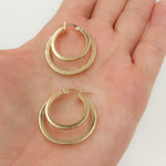 Load image into Gallery viewer, 15850003992. 14K Solid Gold Fancy Hollow Double Hoop Earrings