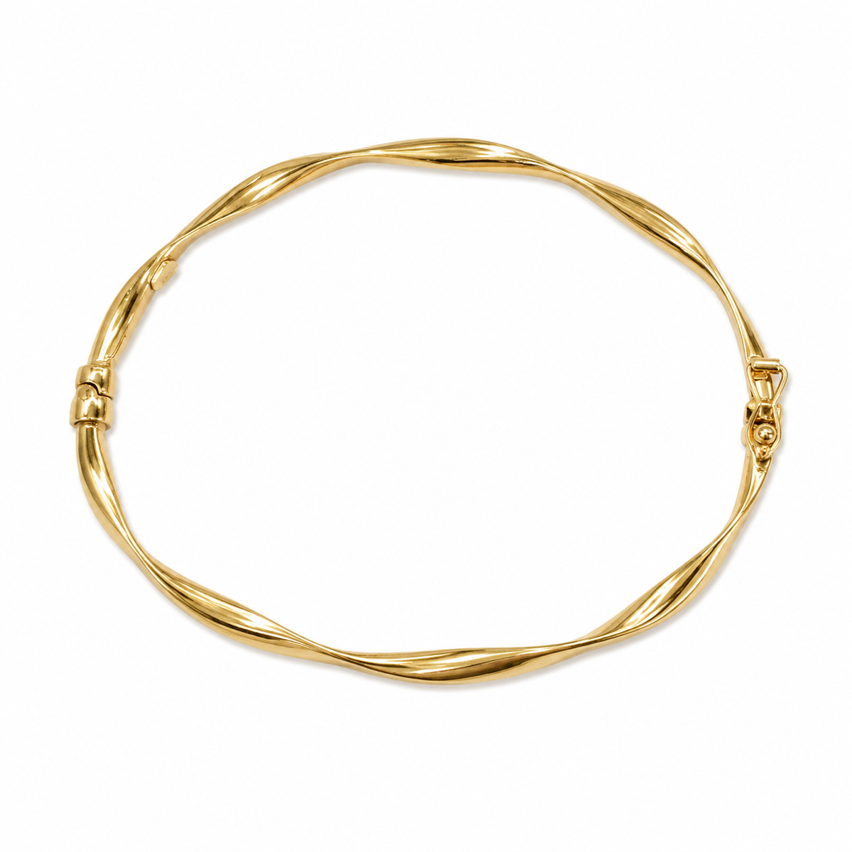 Bangle3. 14K Gold Twisted Hollow Bangle Bracelet