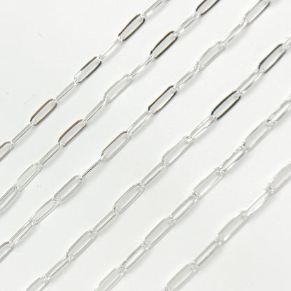 Sterling Silver Flat Paperclip Link Chain