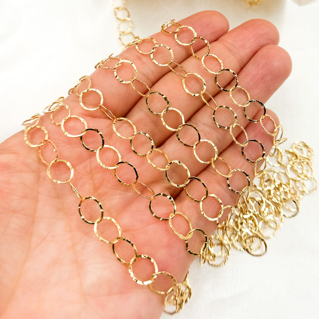 886FKGF. 14K Gold Filled Hammered Round Link Chain