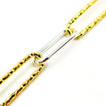 Load image into Gallery viewer, Sterling Silver Smooth and Gold Plated Diamond Cut Paperclip Chain