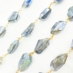 Load image into Gallery viewer, Coated Labradorite Organic Shape Gold Plated Wire Chain. CLB1
