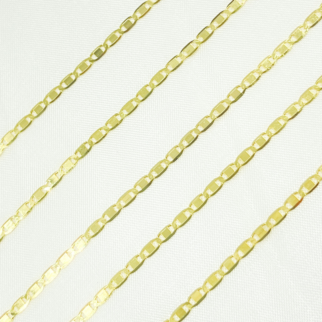 14k Solid Gold Mirror Marina Link Chain