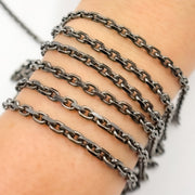 Oxidized Sterling Silver Box Link Chain