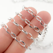 Sterling Silver Cable Oval Diamond Cut Link Chain